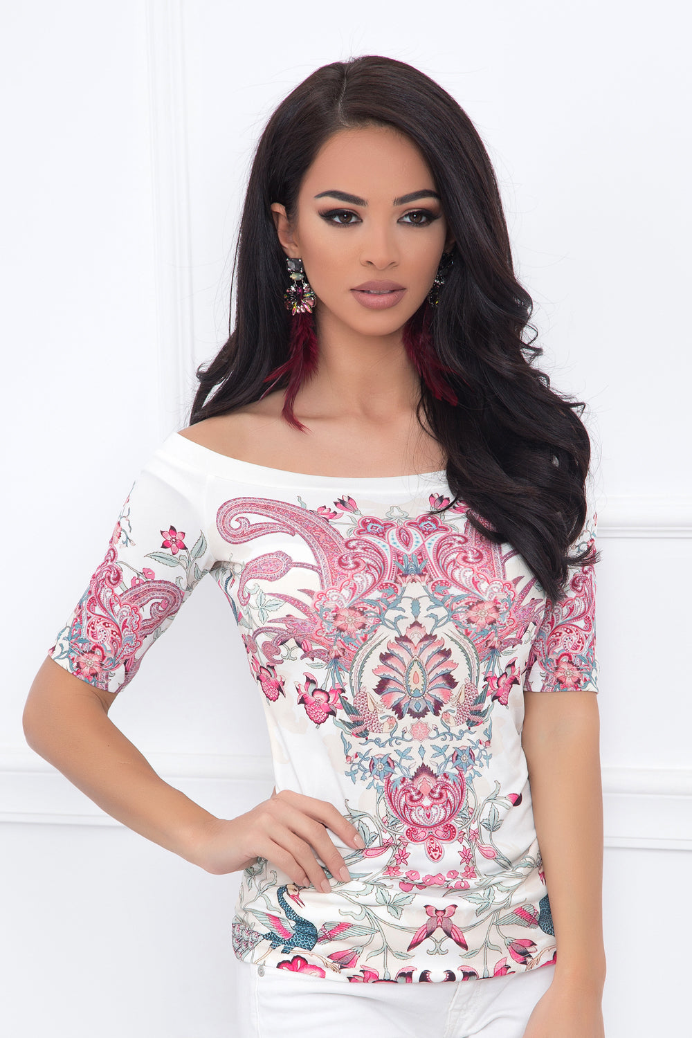 Top in Jersey Linea Paisley Red